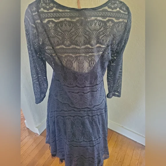 Stetson Western Style Black Elegant Lace Long Sleeve Tulle Dress Size L - Picture 2 of 5